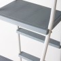 Gre Poolleiter, 2x3 Stufen, Polypropylen, für Stahlwandbecken. Detailansicht der grauen Stufen und des weißen Rahmens.