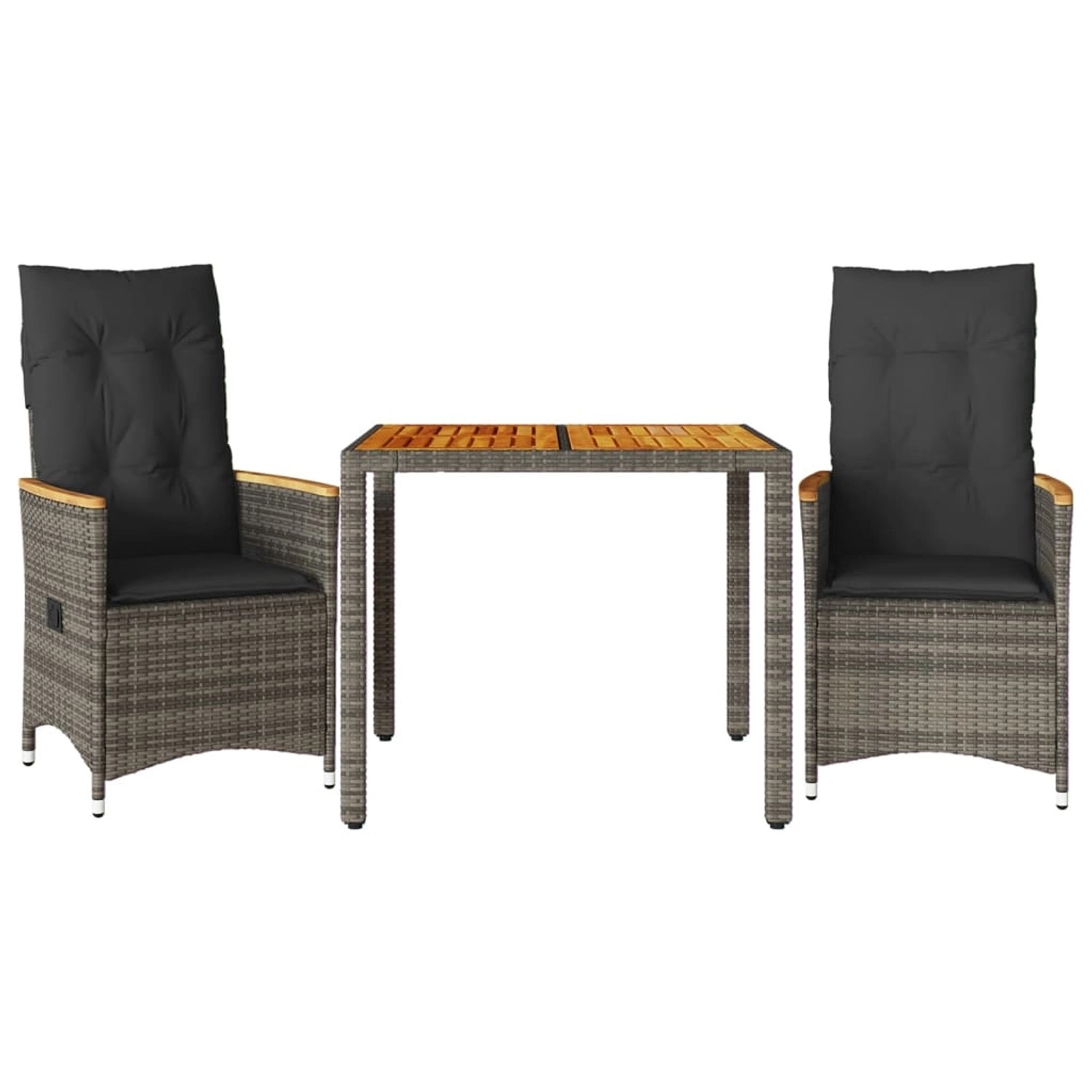 Thumbnail - vidaXL 3-Tlg Bistro-Set mit Kissen Grau Poly Rattan 3276843