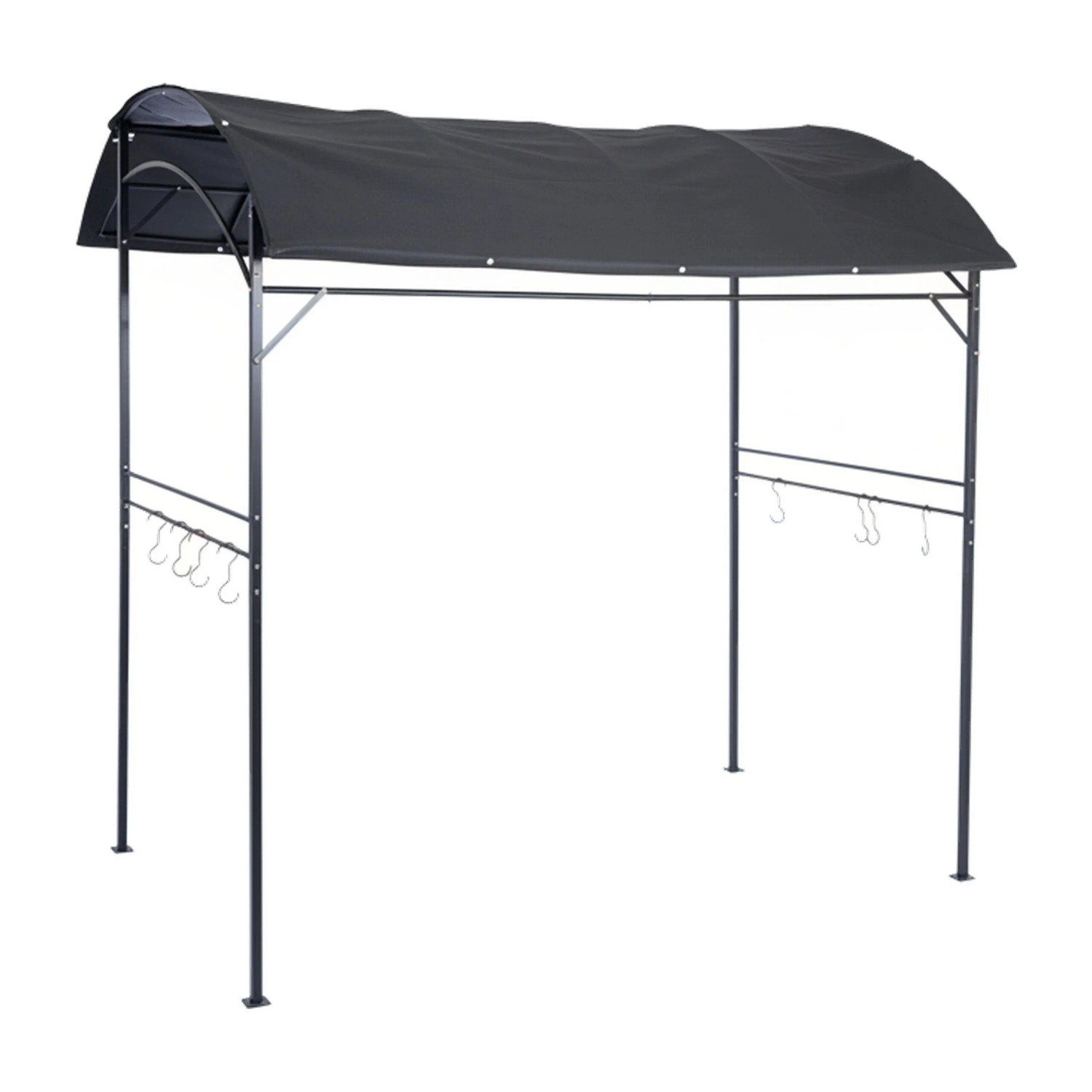 Relaxdays Grillpavillon Stahl Anthrazit Wasserabweisend Pulverbeschichtet mit 8 Haken 220 cm x 220 cm x 150 cm