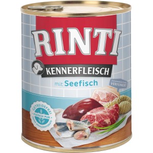 Rinti Kennerfleisch Seefisch, Hunde-Nassfutter mit hohem Fleischanteil und Omega 3 im 800g Format.