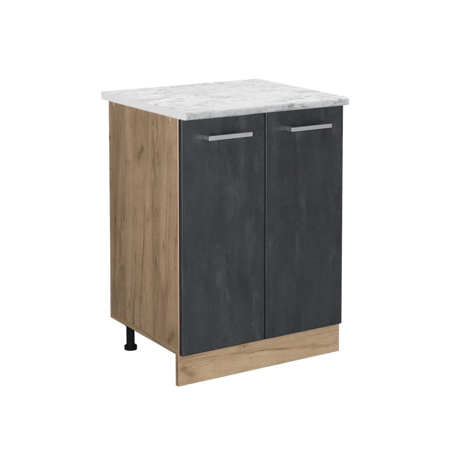 Vicco Küchenunterschrank R-Line Schwarz Beton/Goldkraft Eiche 60 cm AP Marmor