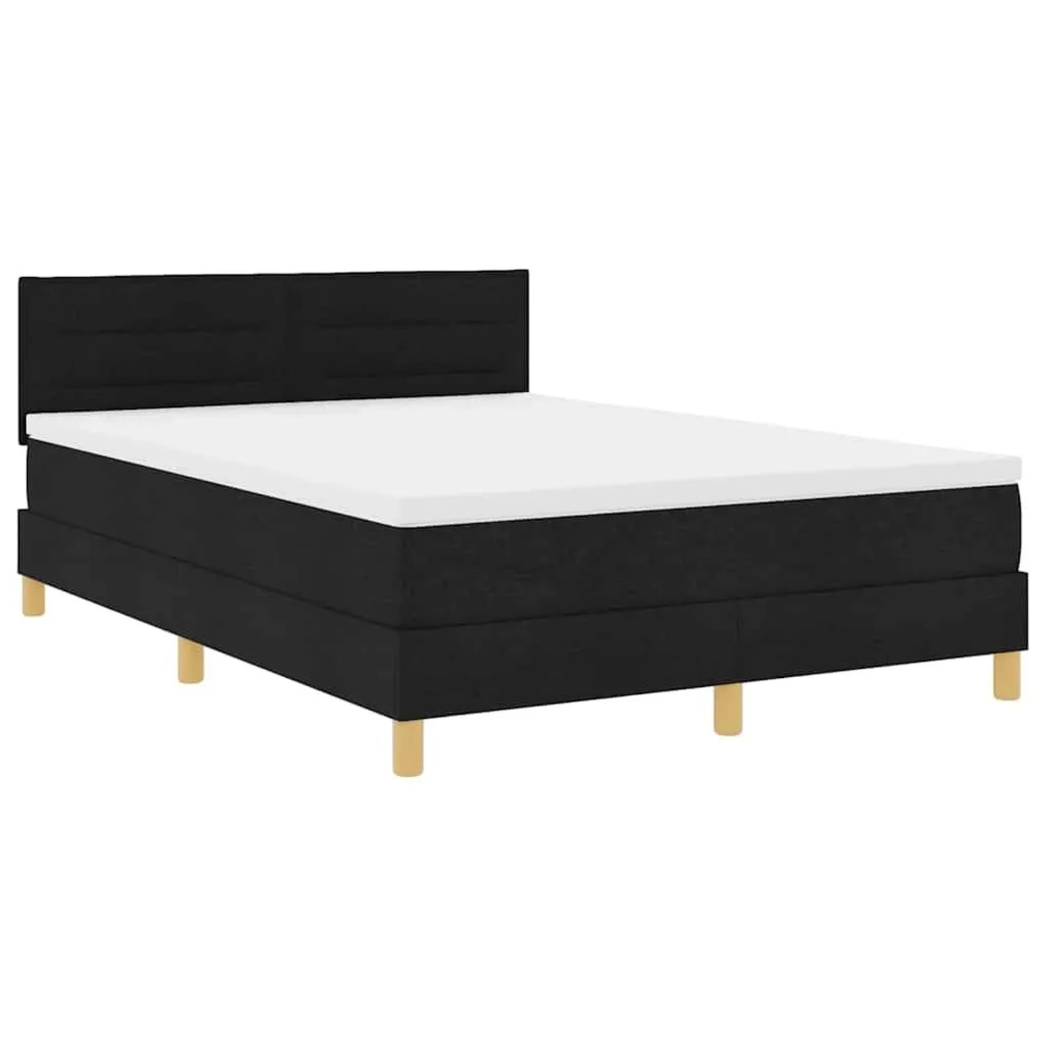 vidaXL LED Boxspringbett mit Matratze Schwarz 160 x 200 cm Stoff 3342375