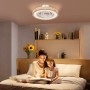HOMCOM Deckenventilator mit LED-Beleuchtung im Schlafzimmer, Holzoptik, dimmbar.