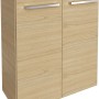 Fackelmann Waschbeckenunterschrank SBC Sandeiche, 52 cm breit, mit zwei Türen und silbernen Griffen.