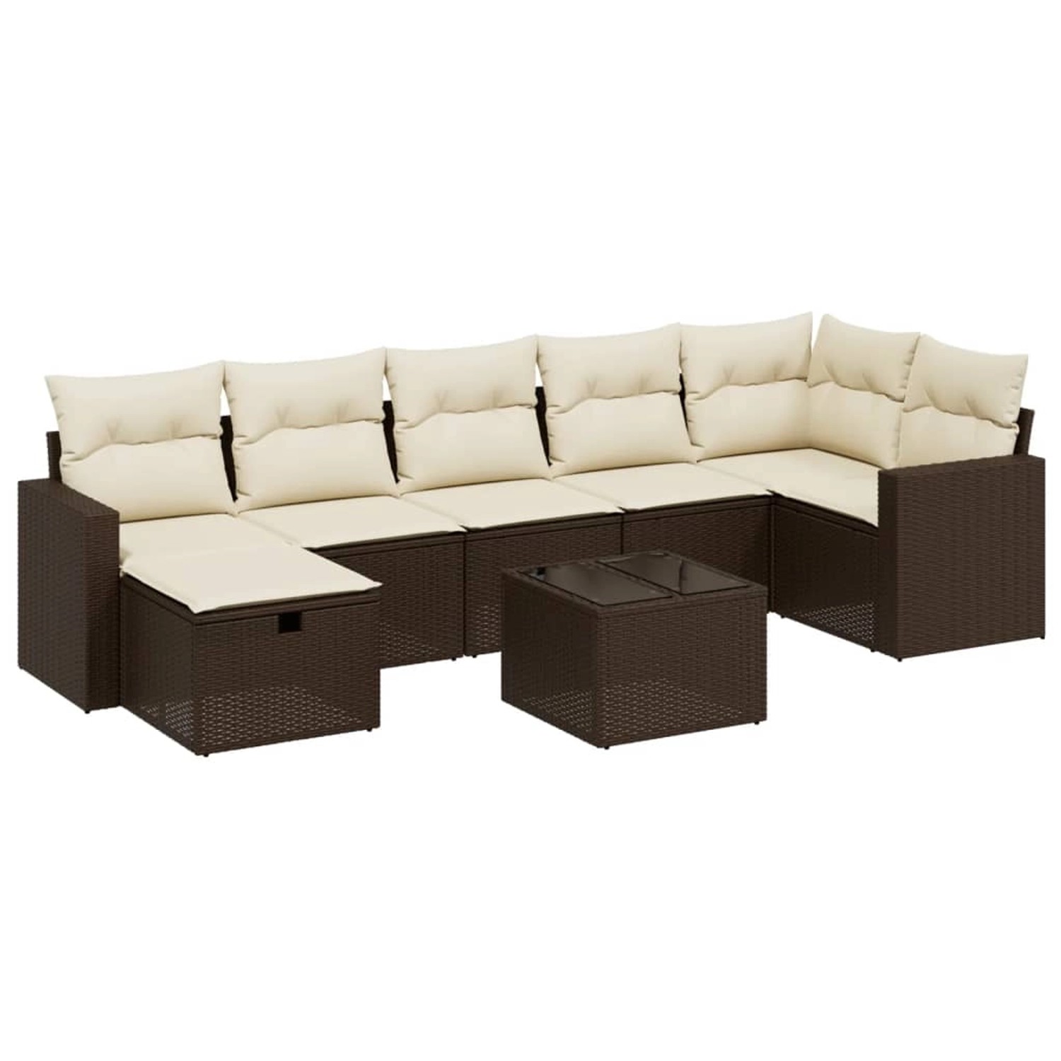 vidaXL 8-Tlg Garten-Sofagarnitur mit Kissen Braun Poly Rattan 3263519