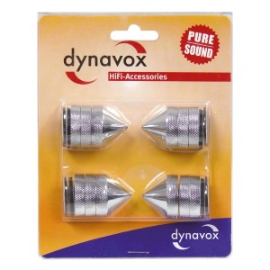 Dynavox Lautsprecher Spikes, 4er Set, Chrom, zur akustischen Entkopplung von Lautsprechern.