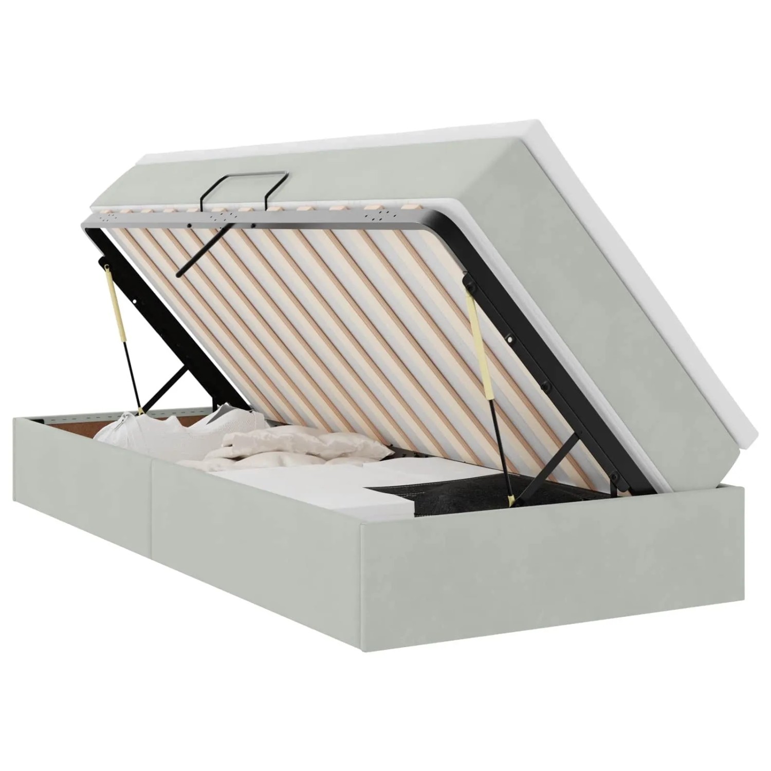 vidaXL Aufbewahrungsbett mit Matratze Hellgrau 100 x 200 cm Samt 3370281