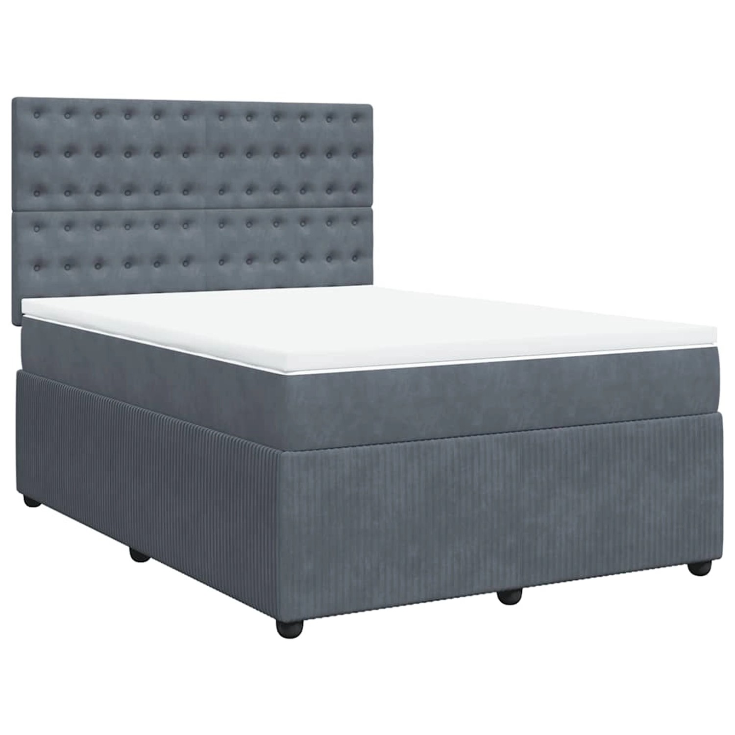 vidaXL Boxspringbett mit Matratze Dunkelgrau 140x200 cm Samt 3292371 günstig online kaufen