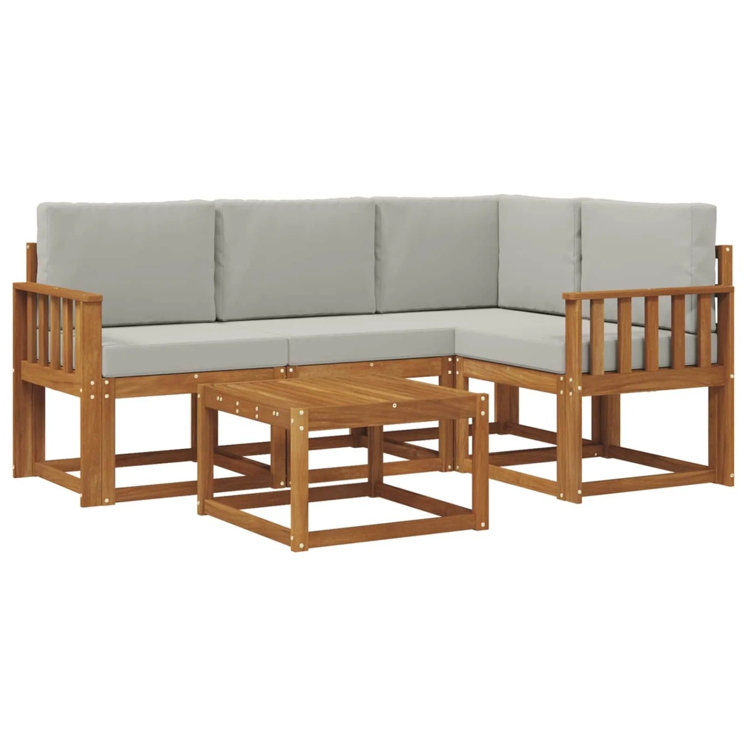 vidaXL Outdoor-Sofagarnitur mit Kissen 5 Stk Natur und Hellgrau 3366354