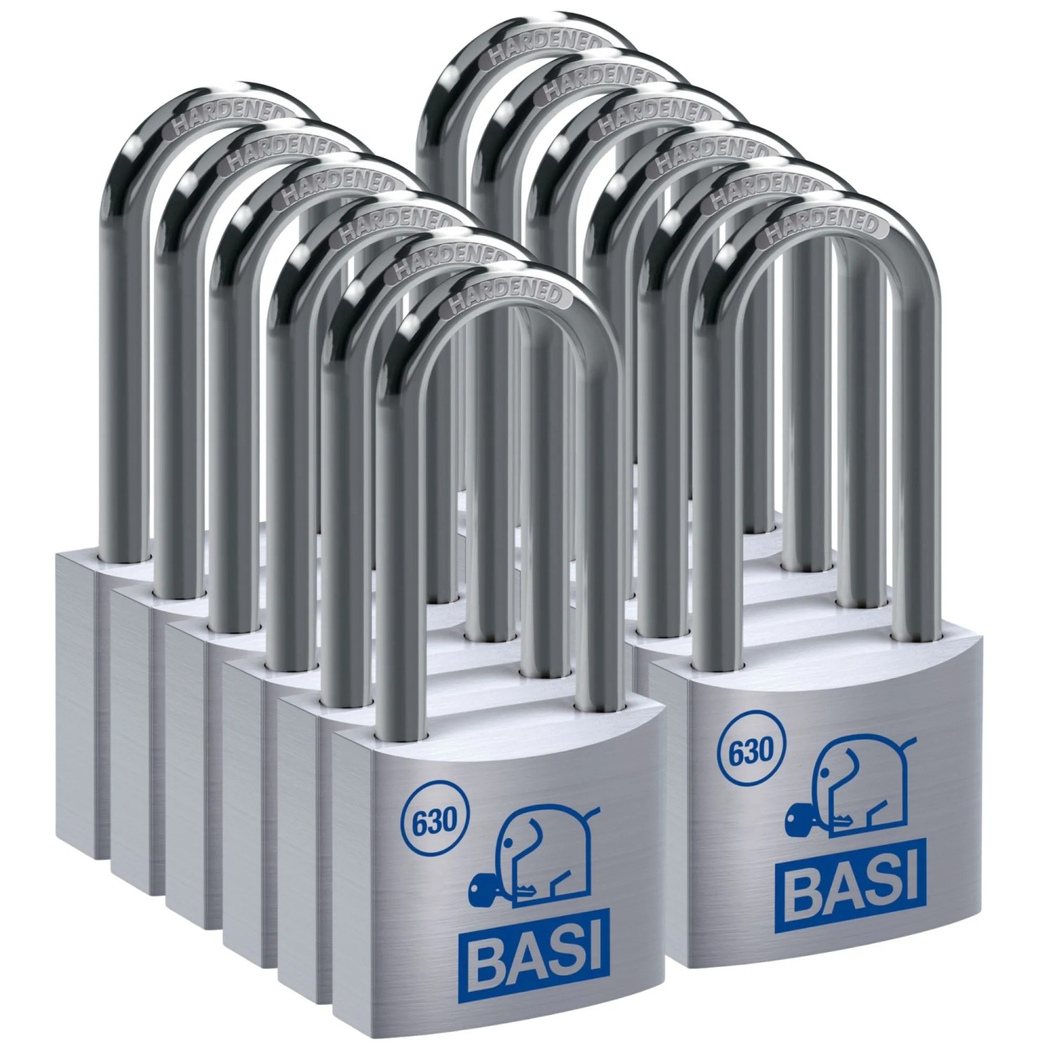 Basi - Vorhangschloss - SET - 12x VHS 630H - 30 mm - Gleichschließend - Bügelhöhe - 40 mm - inkl. 2 Schlüssel pro Schloss - Aluminiumgehäuse