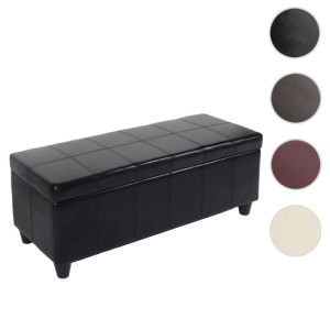 MCW Sitzbank mit Aufbewahrung Arezzo LEDER 112x45x45cm Schwarz