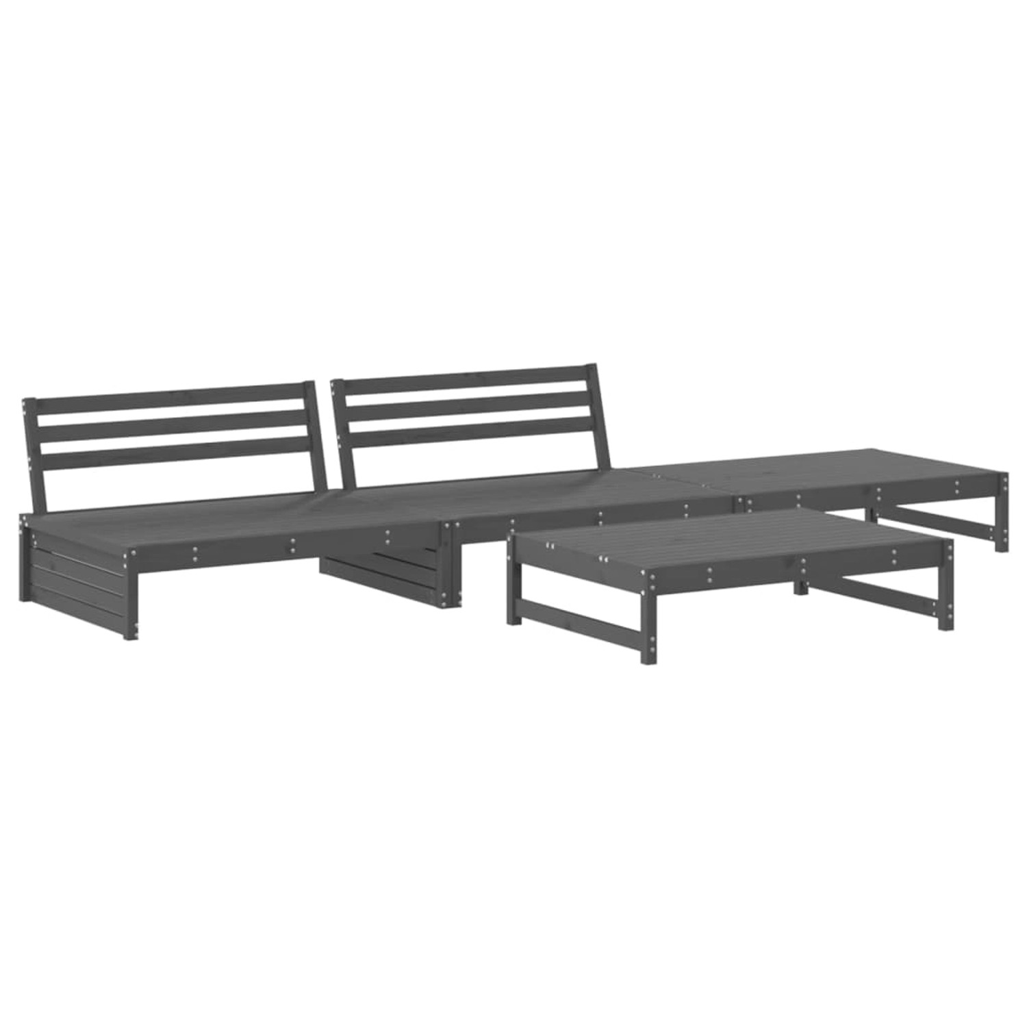 vidaXL 4-tlg Garten-Lounge-Set Grau Massivholz Kiefer Modell 7