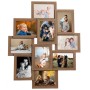 Hellbrauner Collage Bilderrahmen für 10 Fotos (10x15 cm) aus MDF, ideal für Dekoartikel & Wohnaccessoires.