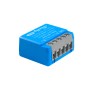 Blaues Shelly Smart Relais Mini Gen4 für die Hausautomation, Detailansicht.