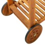 Detailansicht: Servierwagen aus Akazienholz mit Rädern. Rollcontainer für Küche und Garten.