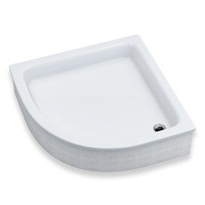 KOLMAN Duschwanne Viertelkreis weiß 90x90 cm aus Sanitäracryl. Set mit Wannenträger für Duschen.