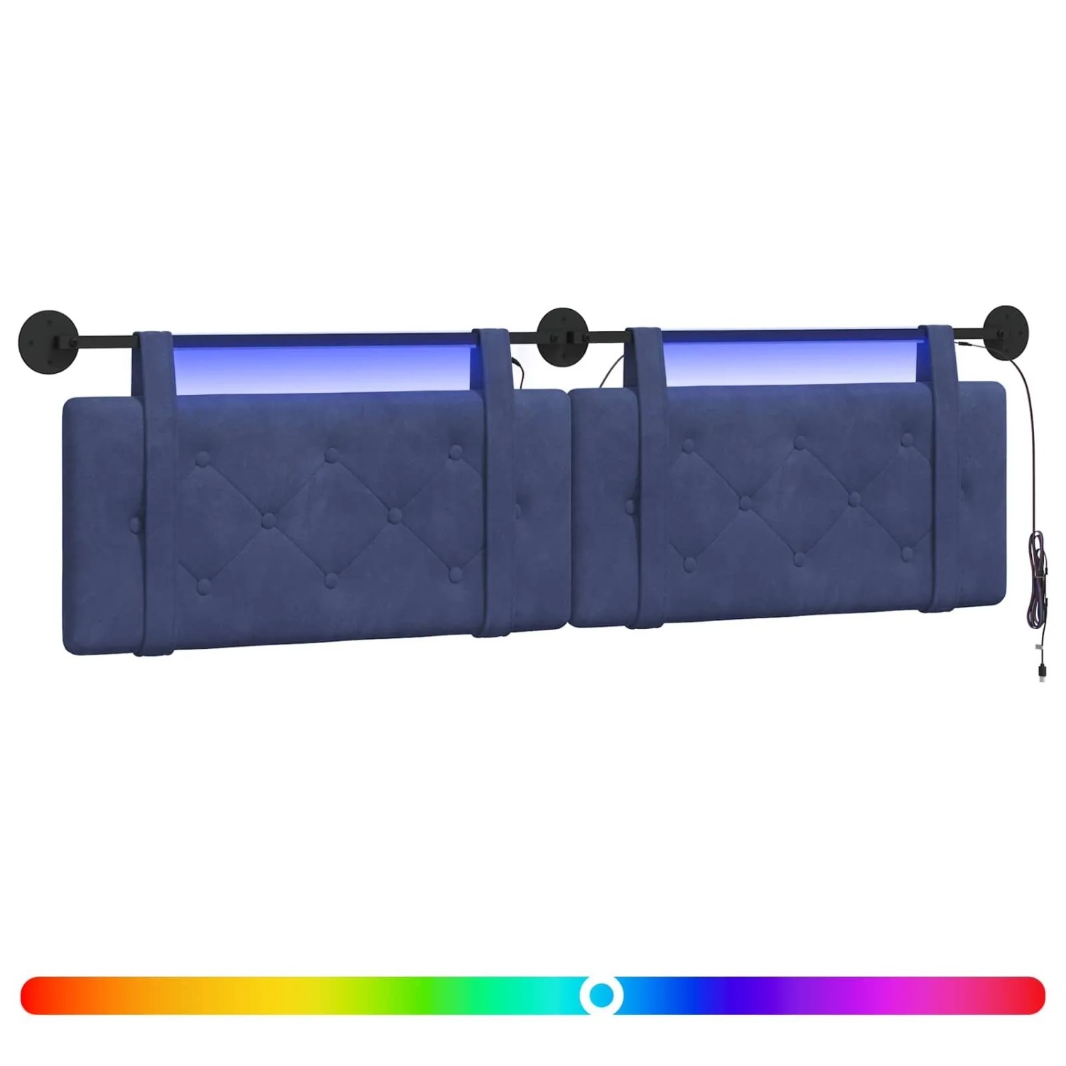 vidaXL Hängendes Kopfteil Mit LED Licht Polizeiblau Samt 3424204