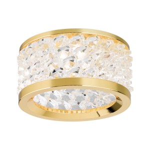 Goldener Orion Einbaustrahler Kristall, Ø 8cm, für GU10 Leuchtmittel.