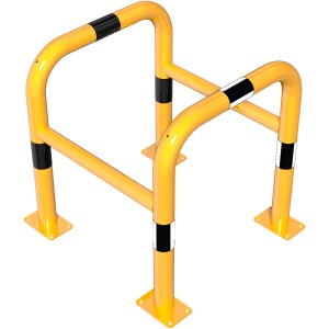 Schake Schutzbügel, gelb-schwarz, zum Aufdübeln, 600x650 mm, für Baugeräte und Anfahrschutz.