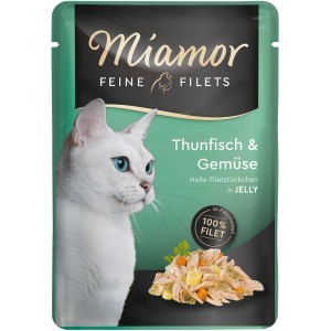 Miamor Katzen-Nassfutter Feine Filets Thunfisch & Gemüse in Jelly, 100g Packung.