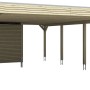 Skan Holz Carport Spessart mit Abstellraum, schiefergraue Holzkonstruktion mit Flachdach.