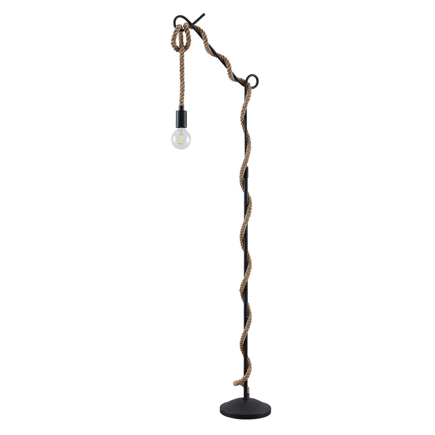 Lucande Stehlampe Ropina 9639426 Retro Vintage Antik in Schwarz aus Metall 1-flammig E27 Wohnzimmerleuchte