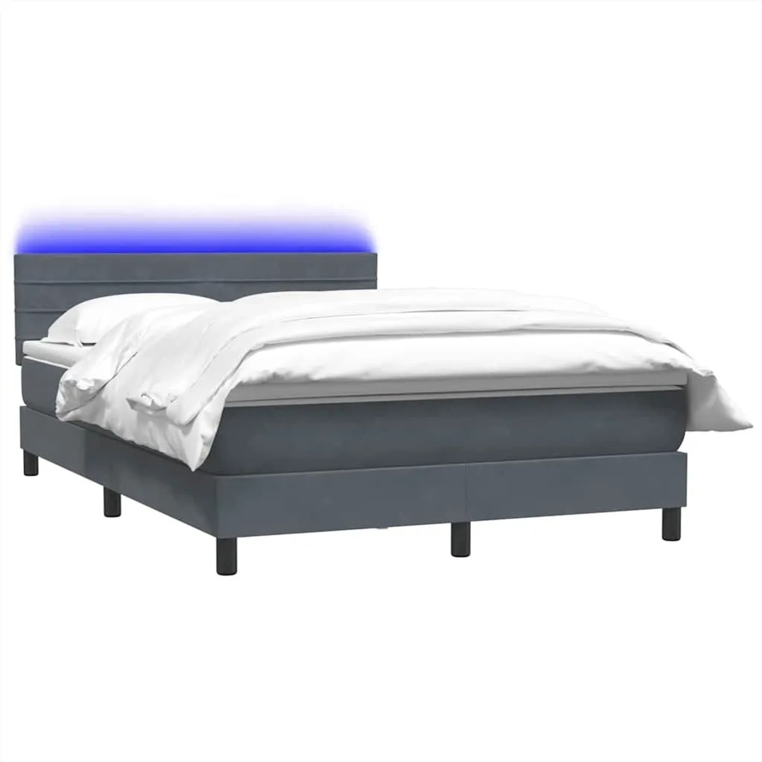 vidaXL Boxspringbett mit Matratze & LED Dunkelgrau 140x210 cm Samt 3316978 günstig online kaufen