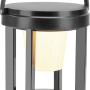 Schwarze Solar-LED-Laterne, rund, Ø 13 cm x 18 cm, mit Tragebügel. Ideal für Garten und Balkon.