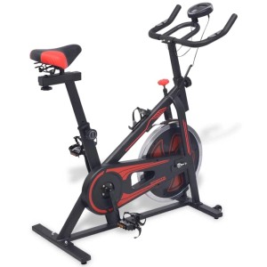 vidaXL Heimtrainer, schwarz-rot, mit Pulsmesser für Sport & Fitness zu Hause.