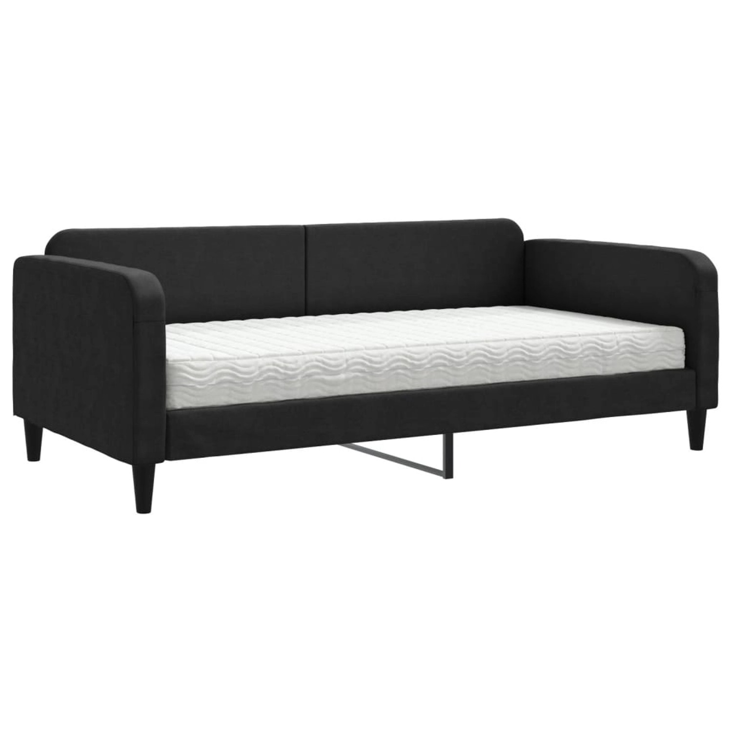 vidaXL Tagesbett mit Matratze Schwarz 100x200 cm Stoff1848519