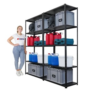 PROREGAL Mega Deal 2x Schraubregal Haldor HxBxT 180x90x40cm Fachlast 100 kg Schwarz