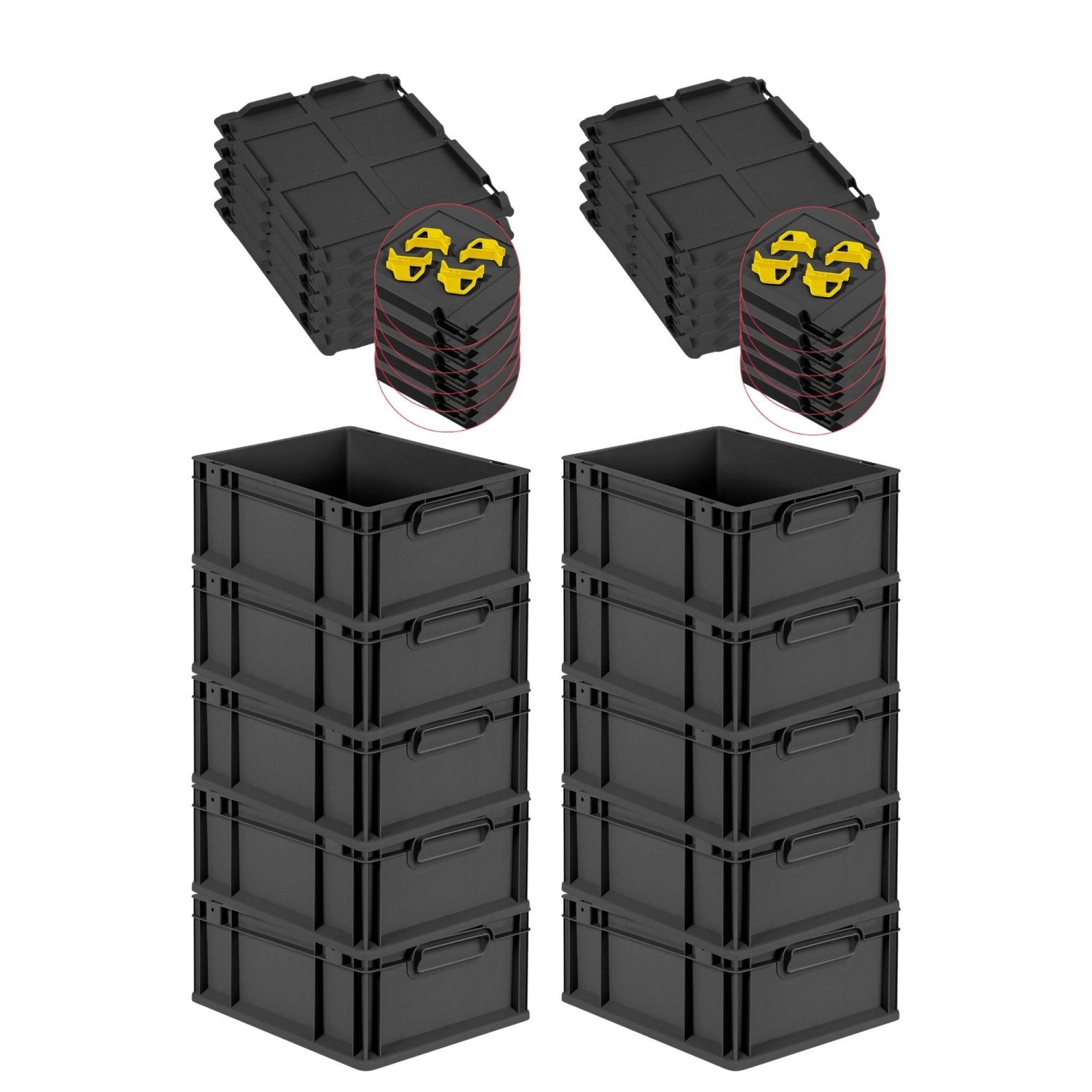 PROREGAL SuperSparSet 10x Eurobox Nextgen Grip Mit Auflagedeckel Und Gelben günstig online kaufen