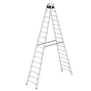 PROREGAL Sprossen-Stehleiter, 2x16 Sprossen, aus Aluminium. Leiter für sicheren Stand.