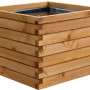 Quadratischer Dobar Gartenteich Alea aus Kiefernholz mit Teichfolie, braun, 78x78x60 cm.