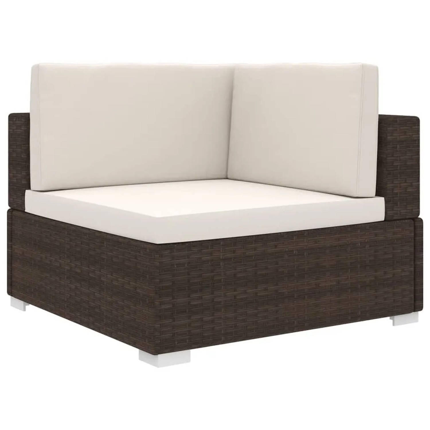 vidaXL Modular-Ecksessel mit Kissen Poly Rattan Braun 48292