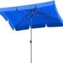 Royalblauer Schneider Balkonschirm Locarno 180x120 cm mit Push-Up Mechanik.