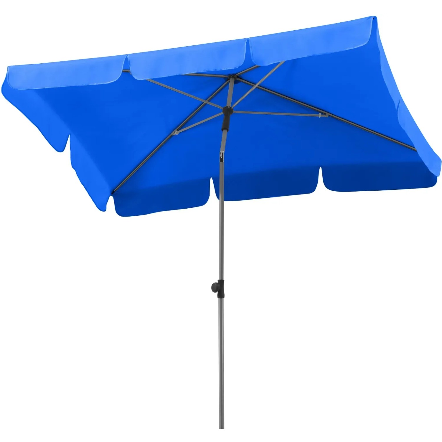 Royalblauer Schneider Balkonschirm Locarno 180x120 cm mit Push-Up Mechanik.