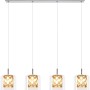 Moderne 4-flammige Pendelleuchte mit Chrom, Glaszylindern und funkelnden Kristallen. Höhenverstellbar für Wohn- und Esszimmer.