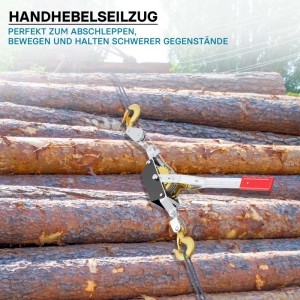 Wiltec Handseilzug 2,2M Drahtseil 2000Kg Flaschenzug Handwinde Seilzug Seilwinde