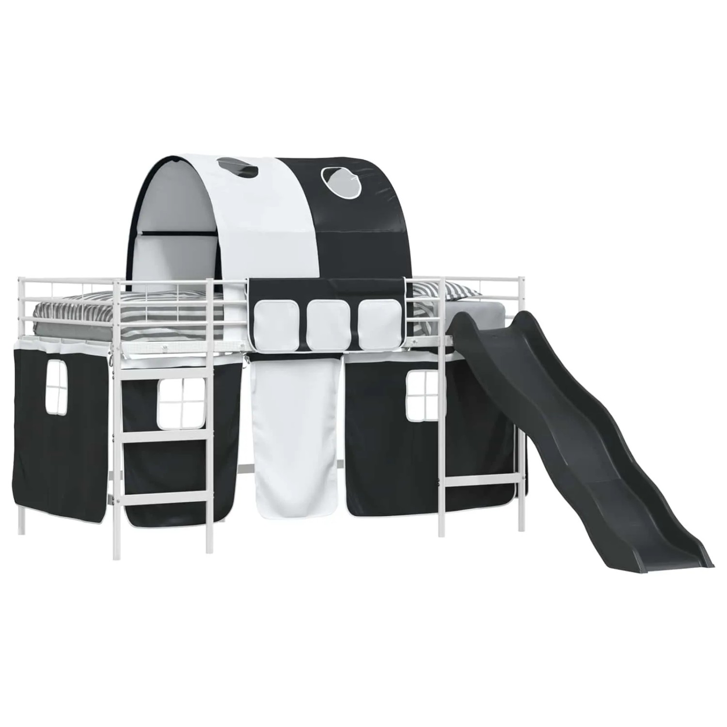 vidaXL Kinder-Etagenbett Weiß und Schwarz 99,5 x 200 cm Metall 42020855