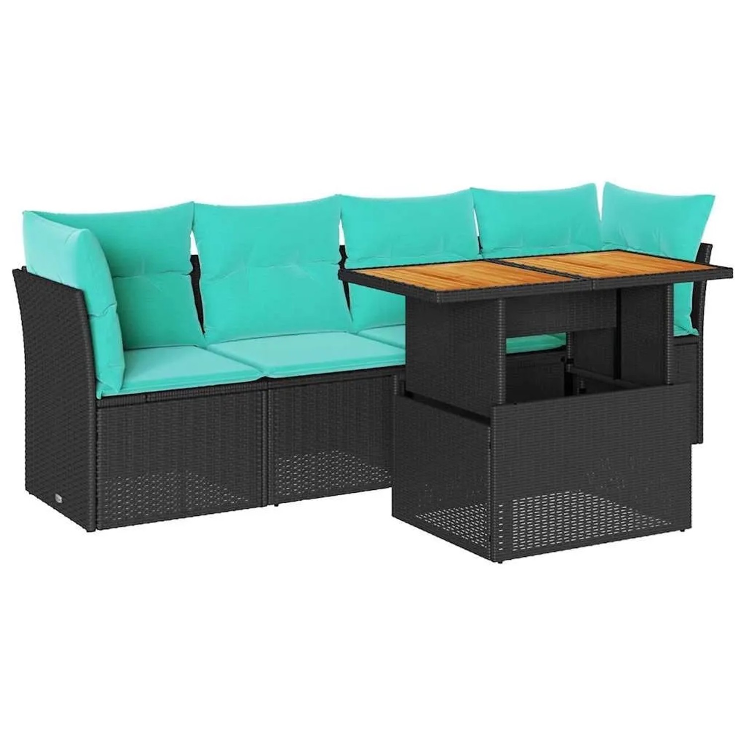 vidaXL 5 Tlg Garten-Sofagarnitur mit Kissen Schwarz Poly Rattan 3326878