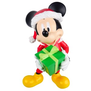Disney Gartenfigur Mickey Mouse, 49 cm, mit Geschenk und Weihnachtsmütze, ideal als Weihnachtsdeko.