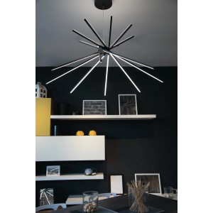 Moderne, 8-flammige LED-Pendelleuchte Shanghai von Luce Design, schwarz, Ø 113 cm.