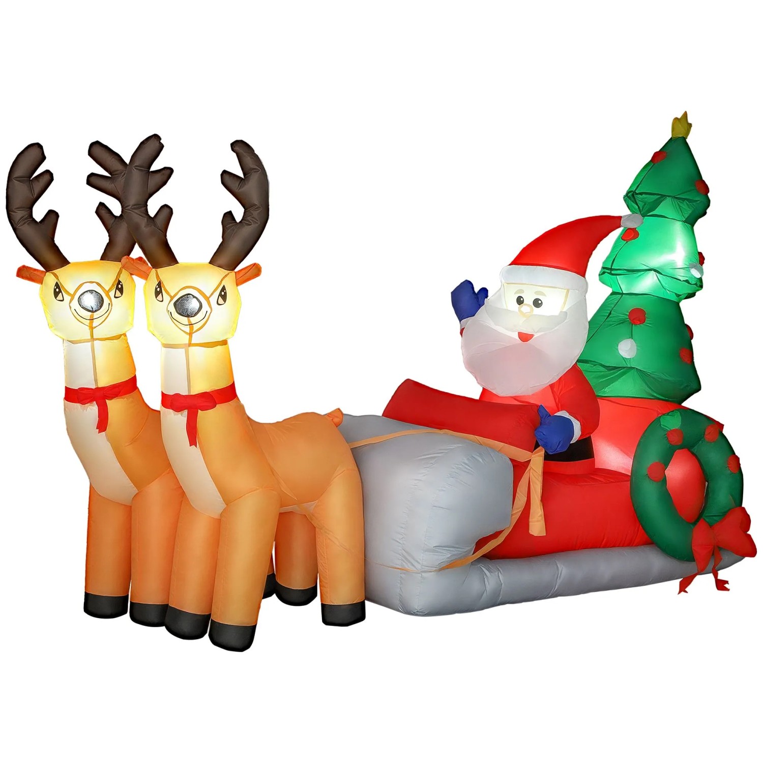 Outsunny Aufblasbar Weihnachtsdeko Polyester 216L x 90B x 150H cm Mehrfarbig