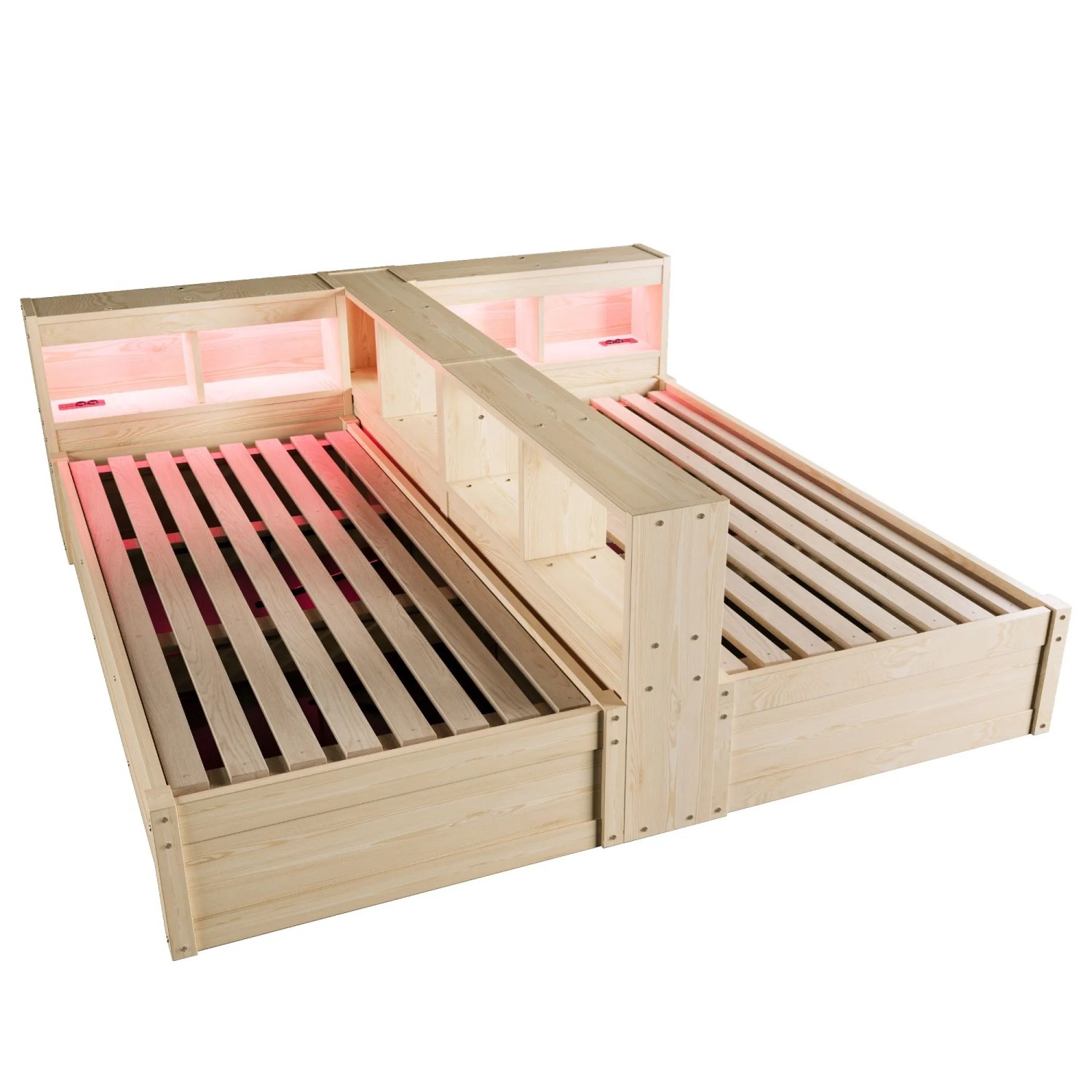 Merax Schlafsofa 90/180x200cm LED Steckdose Holzfarbe
