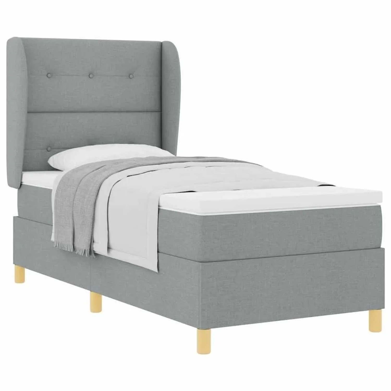 vidaXL Boxspringbett mit Matratze 90x190 cm Hellgrau 3340739 günstig online kaufen