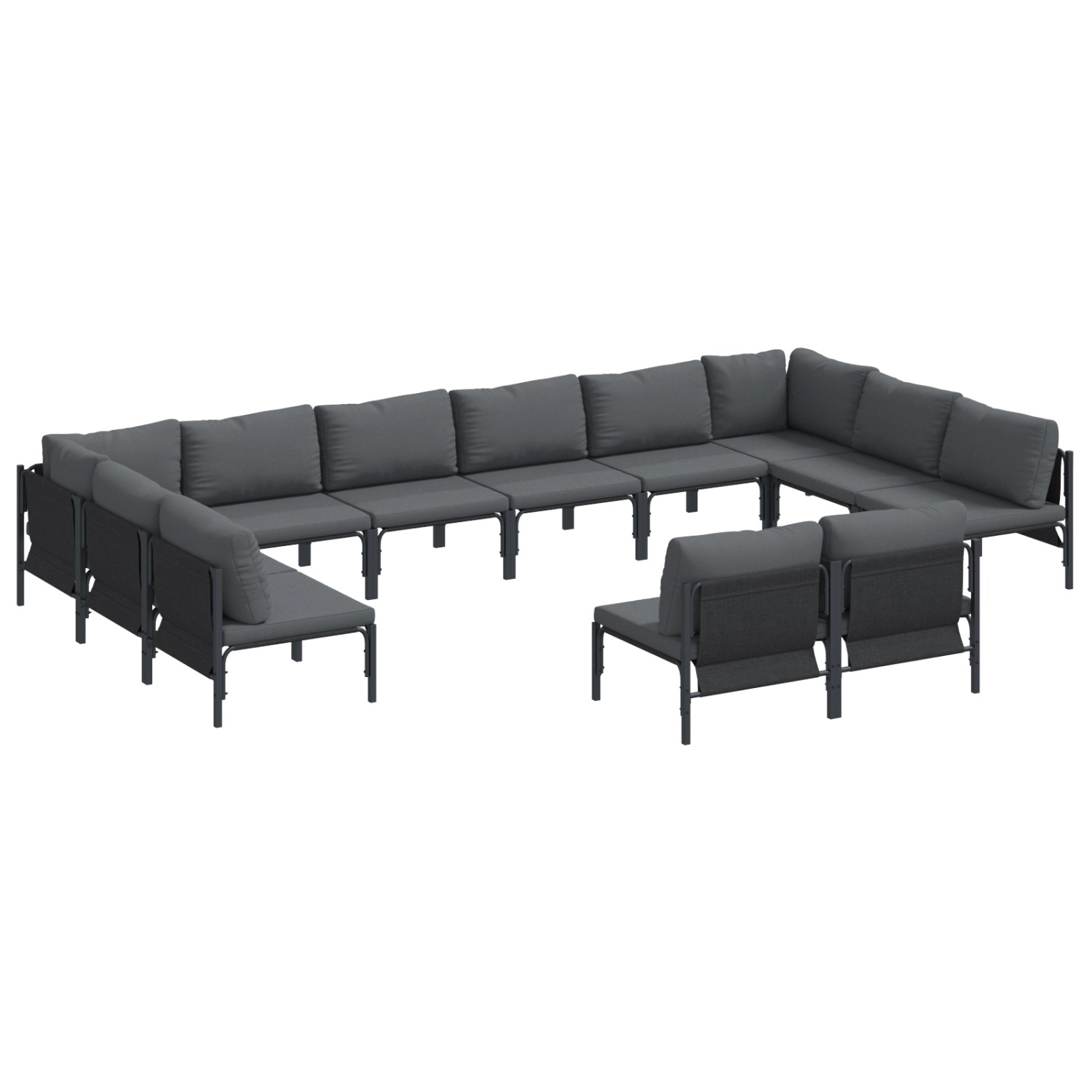 vidaXL Garten-Sofa-Set 12-Tlg Anthrazit Stahl 3379020 günstig online kaufen