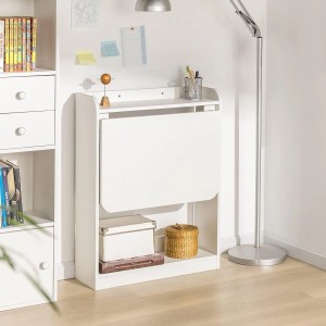 SoBuy Klapp-Schreibtisch FWT92-W, weißer Computertisch mit Ablagen.
