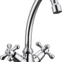 Waschtischarmatur Taruma Chrom im Retro Design mit Kreuzgriffen für Waschbecken im Bad.