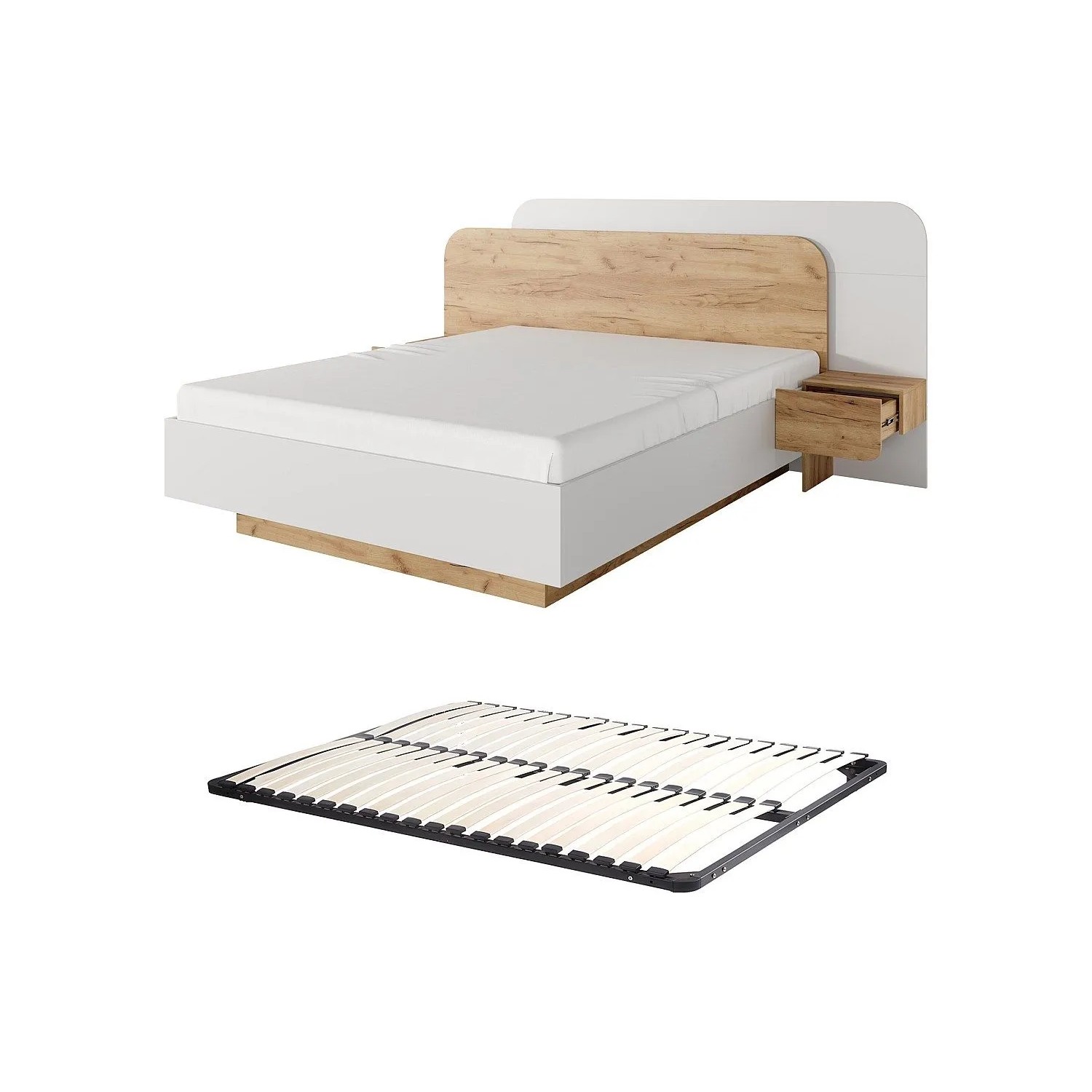 Vente-unique Bettrahmen Desado Naturfarben Hell  Weiß 245.2 cm